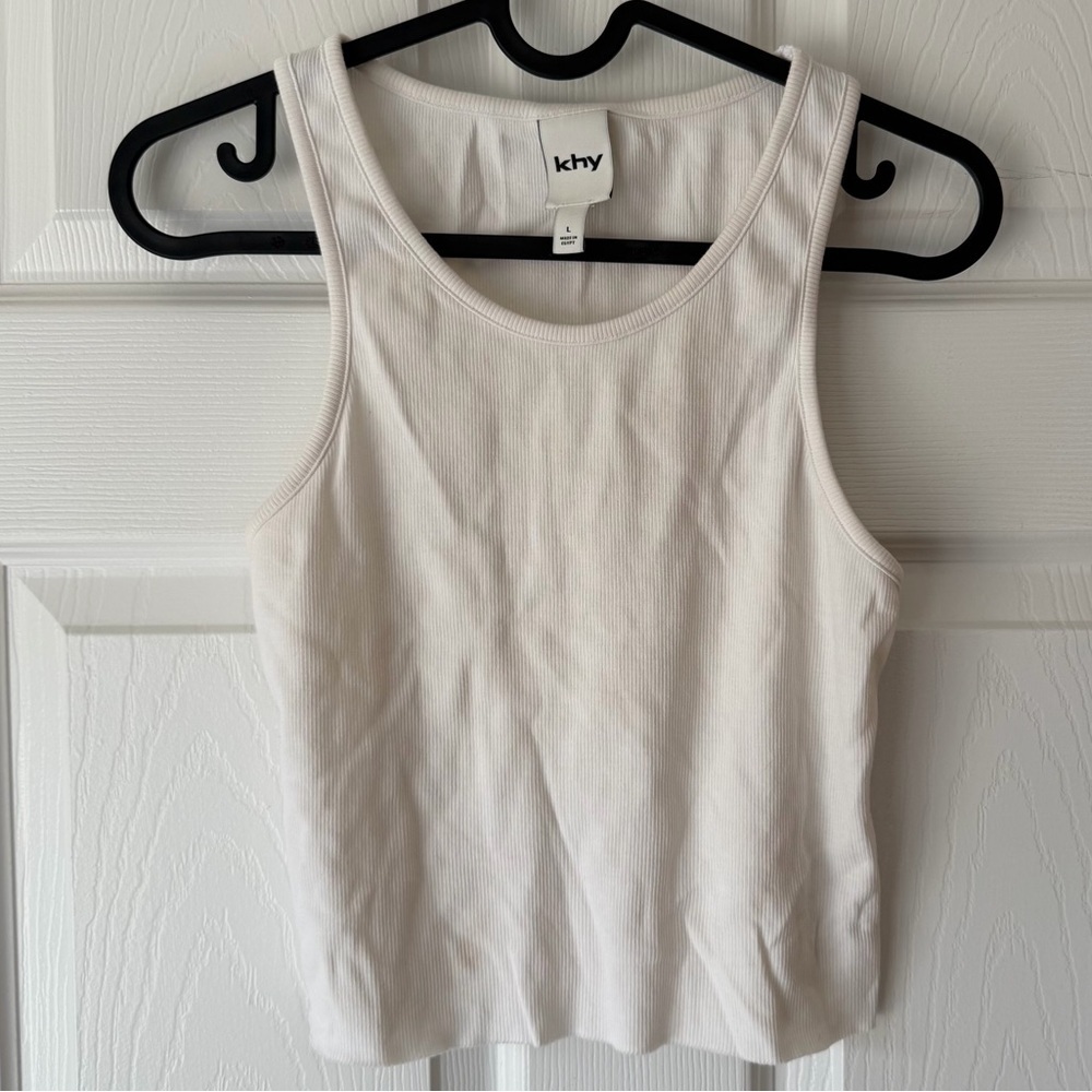 Khy White Ribbed Crop Tank Top - Women's Sleeveless Crop
